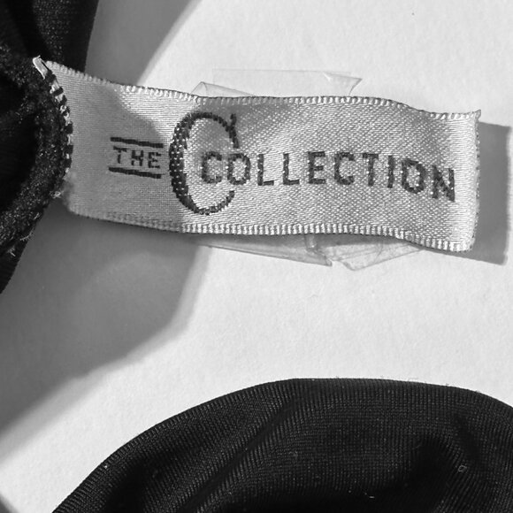 2.	One piece swimsuit, black, plunging V-neckline, body decorated with ruching. - Picture 3 of 4